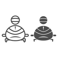 Poster - Bobsledder in sleigh line and solid icon, Winter sport concept, bobsleigh sport sign on white background, Bobsled team icon in outline style for mobile concept and web design. Vector graphics.
