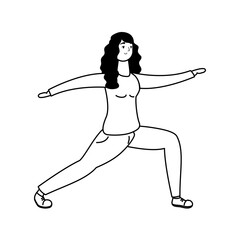 Sticker - young woman practicing exercise line style