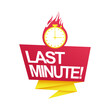 last minute sale countdown badge with chronometer on fire