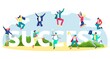 Success business concept banner. Success business concept banner. Tiny people celebrating victory near big word success. Business marketing, strategy, finance vector illustration.