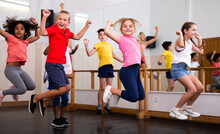 Dance Class For Kids, Positive Girls And Boys Training In Dance Studio