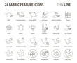 24 Fabric feature thin line icons-Pictograms with editable stroke no round