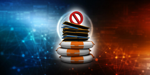 Poster - 2d rendering folder documents with stop sign