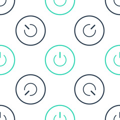 Poster - Green Power button icon isolated seamless pattern on white background. Start sign. Vector.