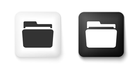 Poster - Black and white Folder icon isolated on white background. Square button. Vector.