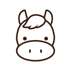 Poster - cute little horse kawaii animal line style