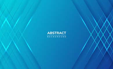 Modern blue 3d shiny abstract background with glowing edges and shadows