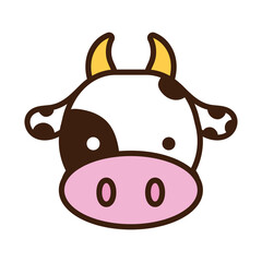 Wall Mural - cute little cow kawaii animal line and fill style