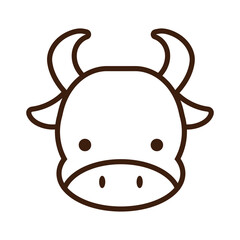 Canvas Print - cute little bull kawaii animal line style