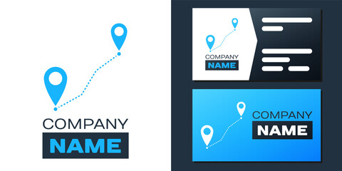 Fototapete - Logotype Route location icon isolated on white background. Map pointer sign. Concept of path or road. GPS navigator. Logo design template element. Vector.