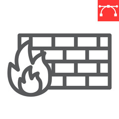Poster - Firewall line icon, security and protection, flame sign vector graphics, editable stroke linear icon, eps 10.