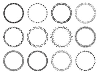 Aufkleber - set of geometric round frames. hand drawn objects. isolated on white. Vector illustration.
