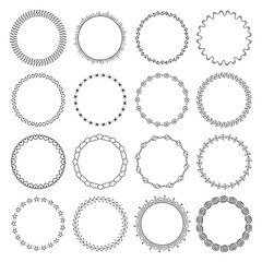 Aufkleber - set of childrens geometric round frames. hand drawn objects. isolated on white. Vector illustration.