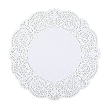 Round White Doily Isolated On White Background, Copy Space. Clipping Path