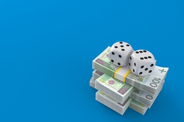 Poster - Dice on stack of money