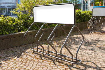 Advertising space on bike racks as a mock-up template