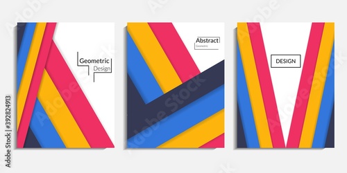 Cuadros en Lienzo Cover design, modern abstract minimalist background, colorful geometric rectangles, simple shapes, trendy design