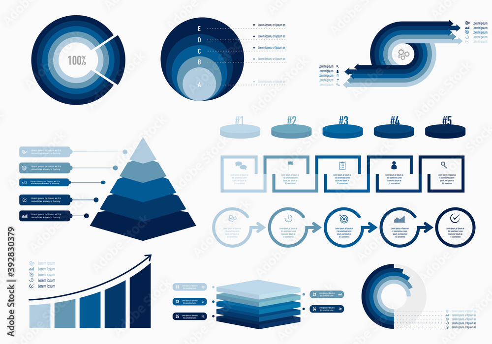 Collection of vector circle chart infographic templates for ...