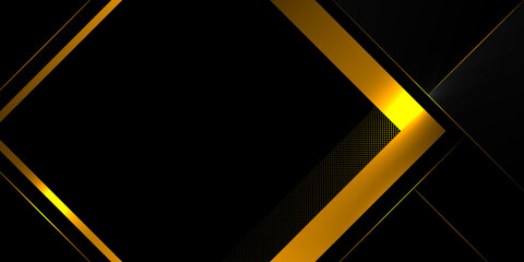 Poster - Abstract luxury light with line gold black background
