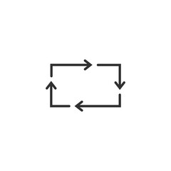 Wall Mural - Repetitive process icon with square arrows explanation. Sync data, renewable energy, recycling, repeatable industry and business processes.