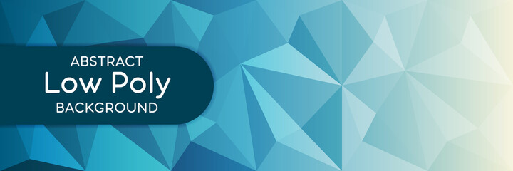 Poster - Low poly abstract triangles on blue and white gradient background
