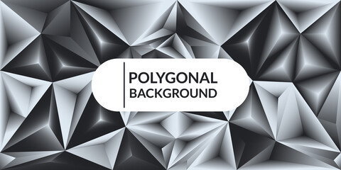 Poster - Abstract polygonal shapes with black and white gradient background
