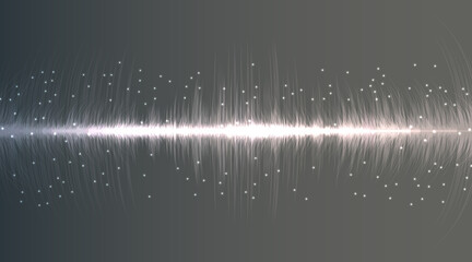 Poster - Sound wave neon flash lines in white and grey on gradient background