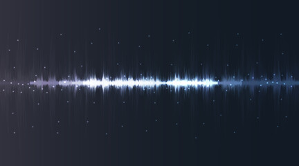 Poster - Sound wave neon flash lines in white and blue on gradient background