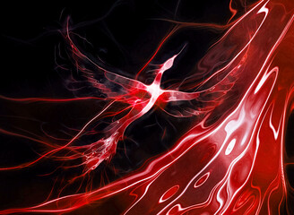 Poster - Flying phoenix bird as symbol of rebirth and new beginning.