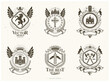 Classy emblems, vector heraldic Coat of Arms. Vintage design elements collection.