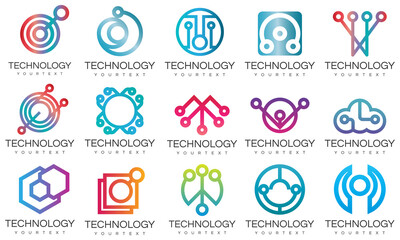 Poster - collection of 15 technology logo template design vector