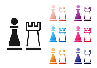 Poster - Black Chess icon isolated on white background. Business strategy. Game, management, finance. Set icons colorful. Vector.