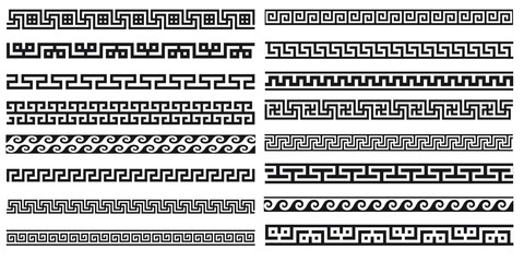 Wall Mural - Decorative seamless borders vintage design elements set. Old greek style