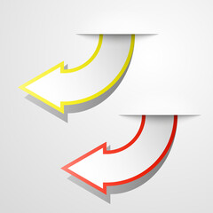 Aufkleber - Round arrow banners set. Direct circle shape. 3d Abstract arrow background. Business infographic presentation diagram. Section compare service trend. Paper arrows index. Exact pointer banner