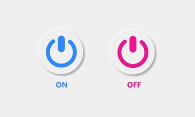 Poster - On and Off Push Button on White Background