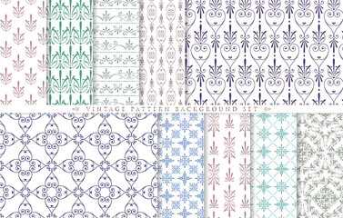 Wall Mural - Vintage ornament set. seamless pattern background.