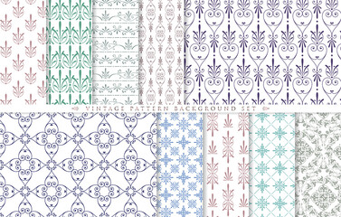 Sticker - Vintage ornament set. seamless pattern background.