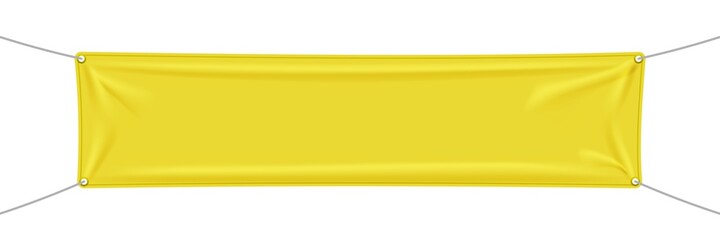 Wall Mural - yellow textile banners with folds isolated on white background