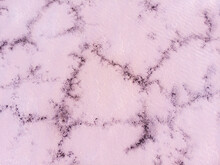 Amazing Forms Of Land Surface Made Of Water And Salt, Nature Abstract Background, Aerial View. Pink Extremely Salty Kuyalnik Liman In Odessa, Salty Layer On The Bottom Of Shallow Lake