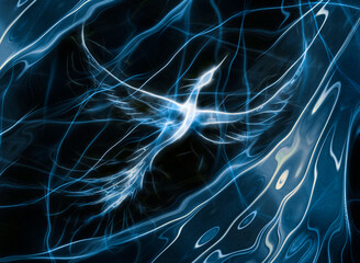 Poster - Flying phoenix bird as symbol of rebirth and new beginning.