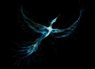 Poster - Flying phoenix bird as symbol of rebirth and new beginning.