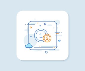 Poster - coins line icon. abstract square vector button. money sign. dollar currency symbol. cash payment met