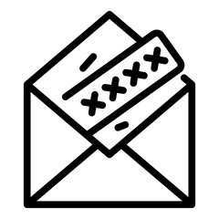 Poster - Open letter with password icon. Outline open letter with password vector icon for web design isolated on white background