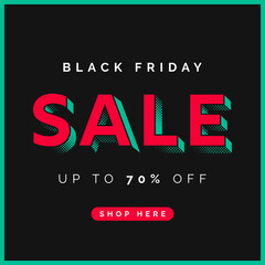 Wall Mural - Black Friday Sale. Black Friday Banner Design Template with 3D Creative Typography Logo, Banner, Social Post, Ad, Advert Etc. Vector EPS10 Template for Black Friday Sales