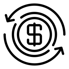 Poster - Circle dollar icon. Outline circle dollar vector icon for web design isolated on white background