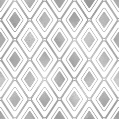 Poster - Silver geometric seamless pattern. Abstract background with subtle squares shape. Modern stylish silver texture. Graphic element pattern. Geometric design for prints, gift wrapper, wallpaper. Vector 