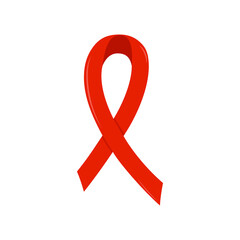 Wall Mural - Red ribbon vector flat illustration. AIDS awareness symbol. Support people with HIV. 