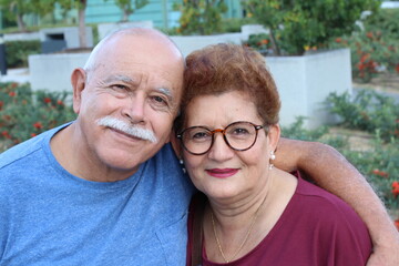 Wall Mural - Ethnic elder couple showing affection