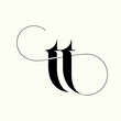 TT logo monogram.Typographic icon with double letter t. Lowercase lettering with decorative swirl. Alphabet initials sign isolated on light background. Modern, clean, luxury style.