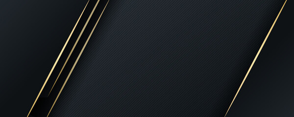 Wall Mural - abstract polygonal geometric banner with gold triangle shapes. luxury dark blue with gold. grey pape